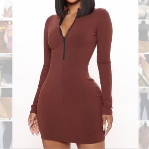 Snatched brown mini dress